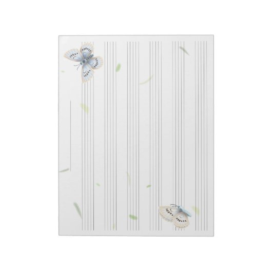 Dreamy Butterflies Music Manuscript Paper Musician Notizblock (Rotiert)