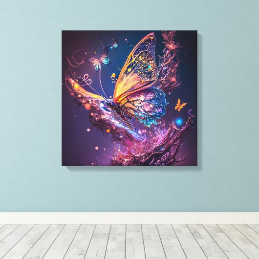 Dreamy Butterfly Canvas Print Leinwanddruck (Insitu (Holzboden))