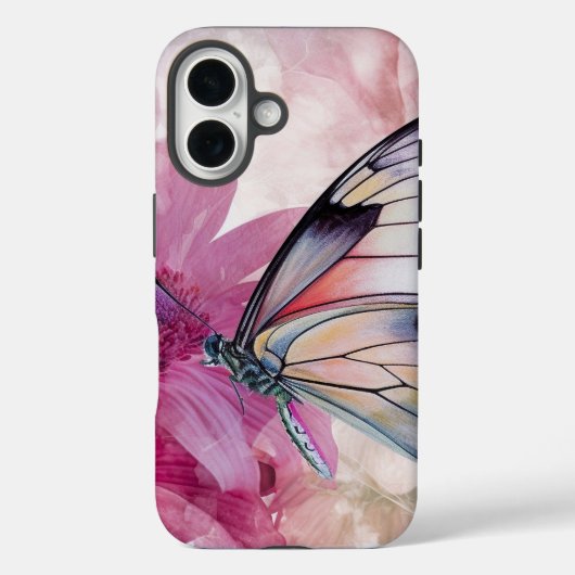 Dreamy Butterfly mit rosafarbenen Blume Case-Mate iPhone Hülle (Rückseite)