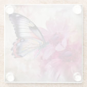 Dreamy Butterfly mit rosafarbenen Blume Glasuntersetzer (Rückseite)