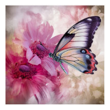 Dreamy Butterfly mit rosafarbenen Blume