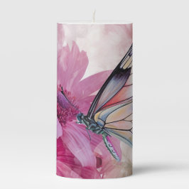 Dreamy Butterfly mit rosafarbenen Blume Stumpenkerze