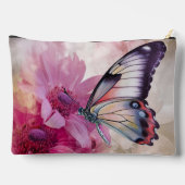 Dreamy Butterfly mit rosafarbenen Blume Zubehörtasche (Rückseite)