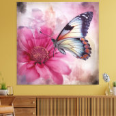 Dreamy Butterfly über die Leinwand der Blumen (Insitu (Wohnzimmer))