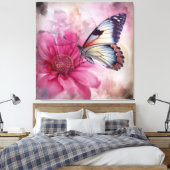 Dreamy Butterfly über die Leinwand der Blumen (Insitu (Schlafzimmer))