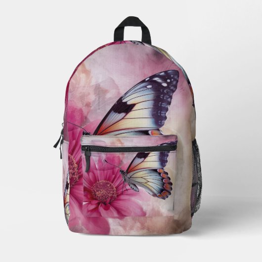 Dreamy Butterfly über die Leinwand der Blumen Bedruckter Rucksack (Vorderseite)