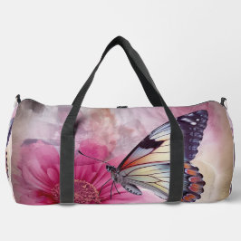 Dreamy Butterfly über die Leinwand der Blumen Duffle Bag