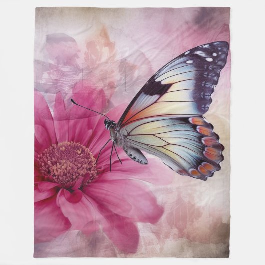 Dreamy Butterfly über die Leinwand der Blumen Fleecedecke (Vorderseite)