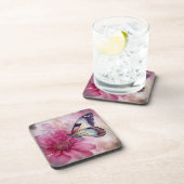 Dreamy Butterfly über die Leinwand der Blumen Getränkeuntersetzer (Rechte Seite)