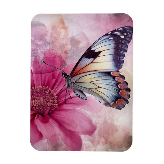Dreamy Butterfly über die Leinwand der Blumen Magnet (Vertikal)