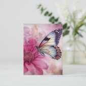 Dreamy Butterfly über die Leinwand der Blumen Postkarte (Stehend Vorderseite)