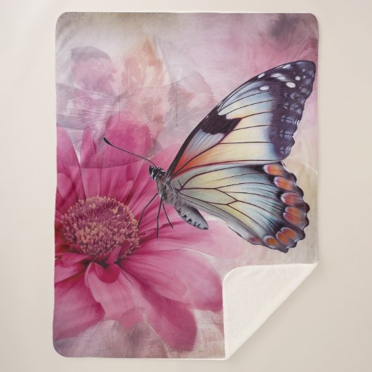 Dreamy Butterfly über die Leinwand der Blumen Sherpadecke (Vorderseite)