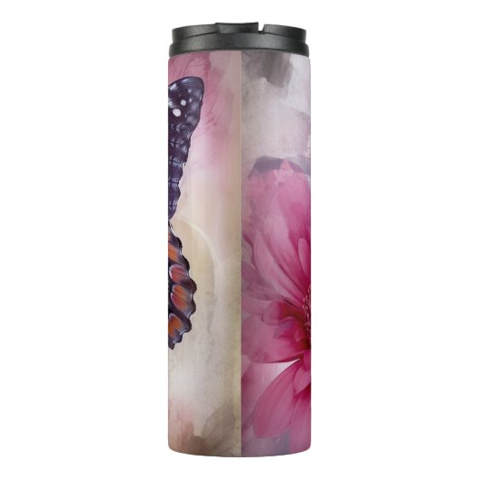 Dreamy Butterfly über die Leinwand der Blumen Thermosbecher (Rückseite)