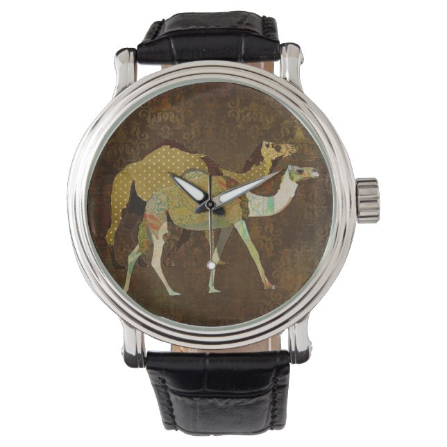 Dreamy Camels Damask Watch Armbanduhr (Vorderseite)