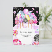 Dreamy Candyland Birthday Dankeskarte (Stehend Vorderseite)