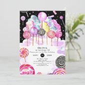 Dreamy Candyland Birthday Einladung (Stehend Vorderseite)
