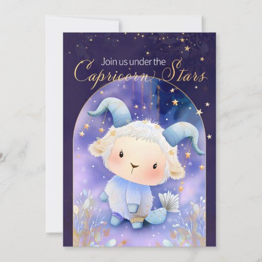 Dreamy Capricorn Starry Night Birthday Einladung (Vorderseite)