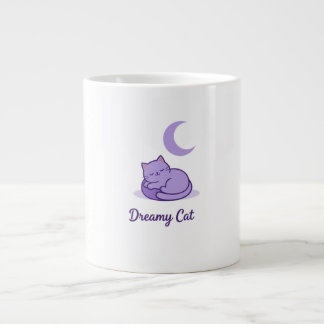 Dreamy Cat Moon Coffee Mug | Cute Purple Cat Gift Jumbo-Tasse