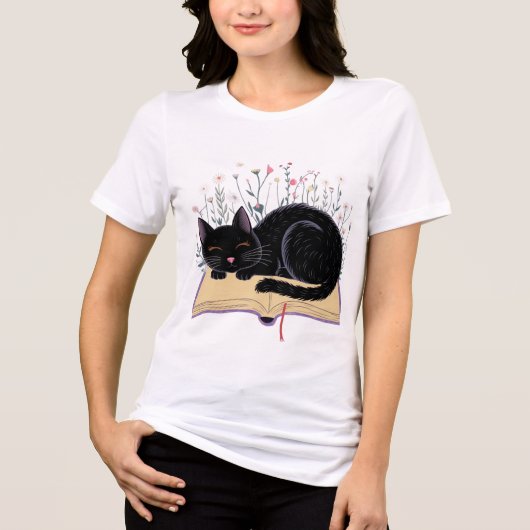 "Dreamy Cat on a Book" Tri-Blend Shirt (Vorderseite)