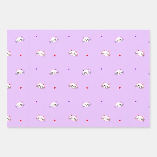 Dreamy Cat Wrapping Paper Set Geschenkpapier Set (Vorderseite)