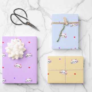 Dreamy Cat Wrapping Paper Set Geschenkpapier Set
