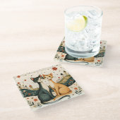 Dreamy Cats Glasuntersetzer (Schrägansicht)