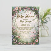 Dreamy Charming Spring Garden Party Babydusche Einladung (Stehend Vorderseite)