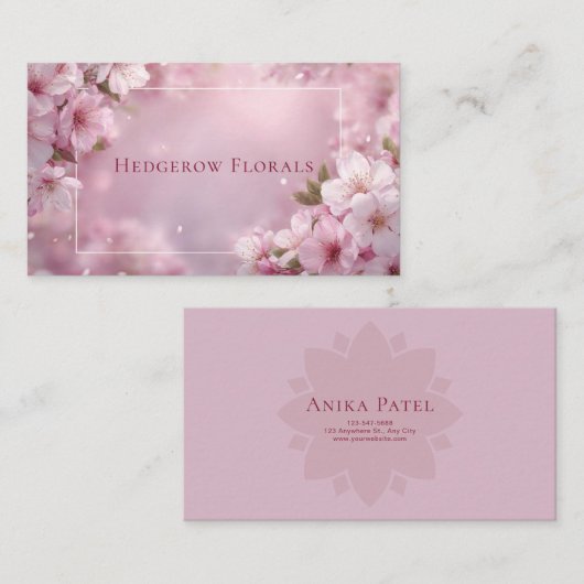 Dreamy Cherry Blossom Bokeh & Petals Visitenkarte (Vorne/Hinten)
