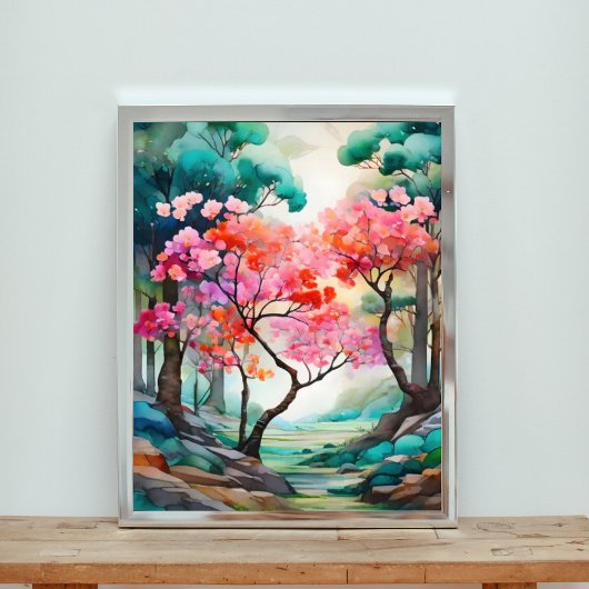 Dreamy Cherry Blossom Forest Fotodruck