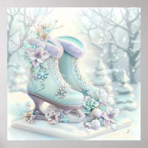 Dreamy Christmas Ice Skate Poster