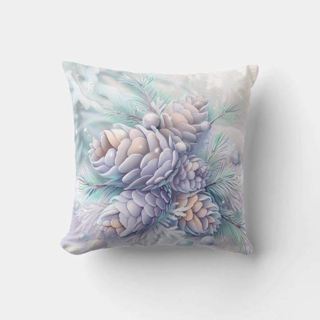 Dreamy Christmas Pinecones Throw Kissen (Vorderseite)