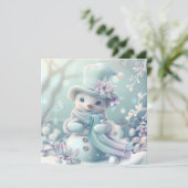 Dreamy Christmas Snowman Grußkarte (Stehend Vorderseite)