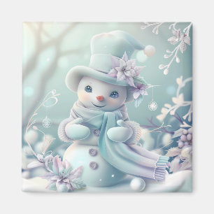 Dreamy Christmas Snowman Magnet