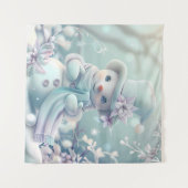 Dreamy Christmas Snowman Tapestry Wandteppich (Vorderseite (Horizontal))