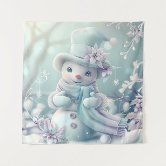 Dreamy Christmas Snowman Tapestry Wandteppich (Vorderseite)
