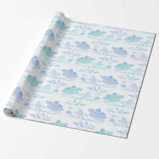 Dreamy Cloud Bands in Blue and Aqua Geschenkpapier (Ungerollt)