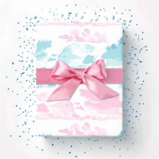 Dreamy Cloud Bands in Pink and Aqua Geschenkpapier