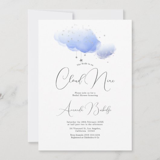Dreamy Cloud Nine Brautparty Einladung (Vorderseite)