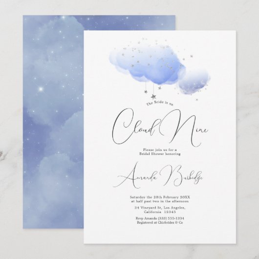Dreamy Cloud Nine Brautparty Einladung (Vorne/Hinten)