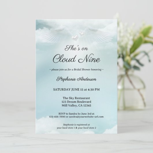 Dreamy Cloud Nine Brautparty Einladung (Stehend Vorderseite)