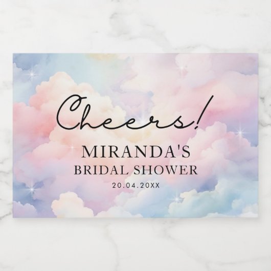 Dreamy Cloud Nine Brautparty Schaumweinetikett (Einzelnes Label)