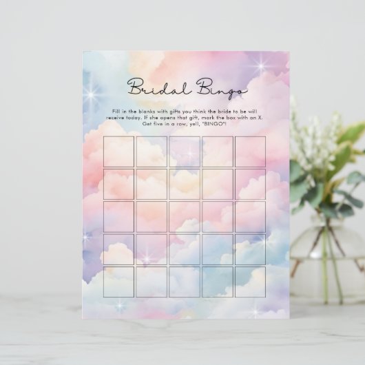 Dreamy Cloud Nine Bridal Bingo Game (Stehend Vorderseite)