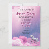 Dreamy Cloud Unicorn Fantasy Girl 10th Birthday Einladung (Vorderseite)