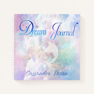Dreamy Clouds and Stars Dream Journal Personalisie Notizblock