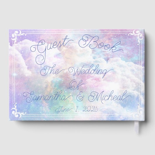 Dreamy Clouds and Stars Wedding Gästebuch (Rückseite)