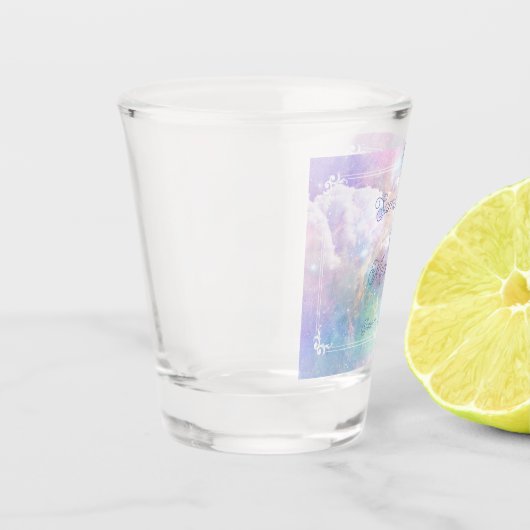 Dreamy Clouds and Stars Wedding Schnapsglas (Links)