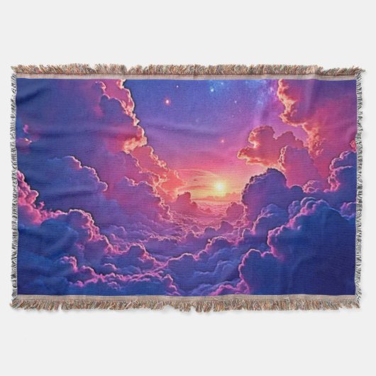 Dreamy Clouds: Celestial Sunset Magic Art Decke (Vorderseite)