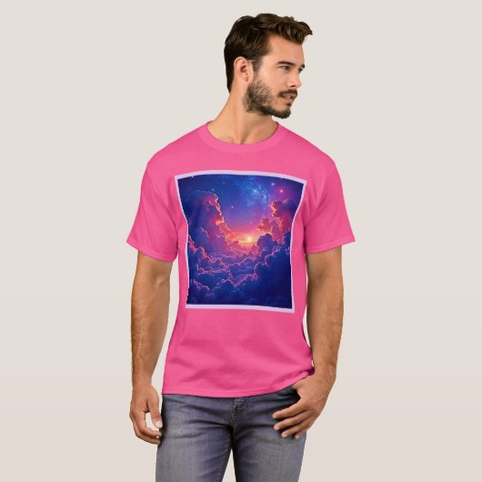 Dreamy Clouds: Celestial Sunset Magic Art T-Shirt (Vorne ganz)