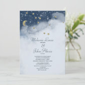 Dreamy Clouds Constellation Gold Foil Wedding Einladung (Stehend Vorderseite)