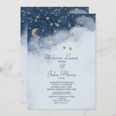 Dreamy Clouds Constellation Gold Foil Wedding Einladung (Vorne/Hinten)
